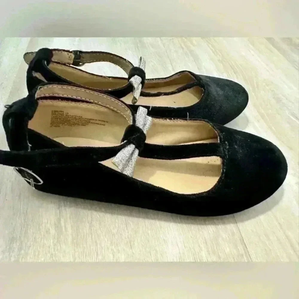 Gymboree Fun and Fancy Girls Black Flat Dress Shoes Holiday toddler size 13
